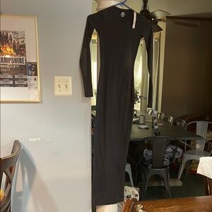 SKIMS Black Long Sleeve Mock Neck Bodycon Dress